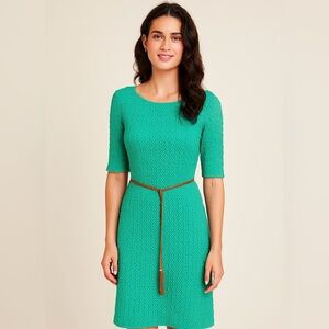 Elegant Teal Dress with Belt